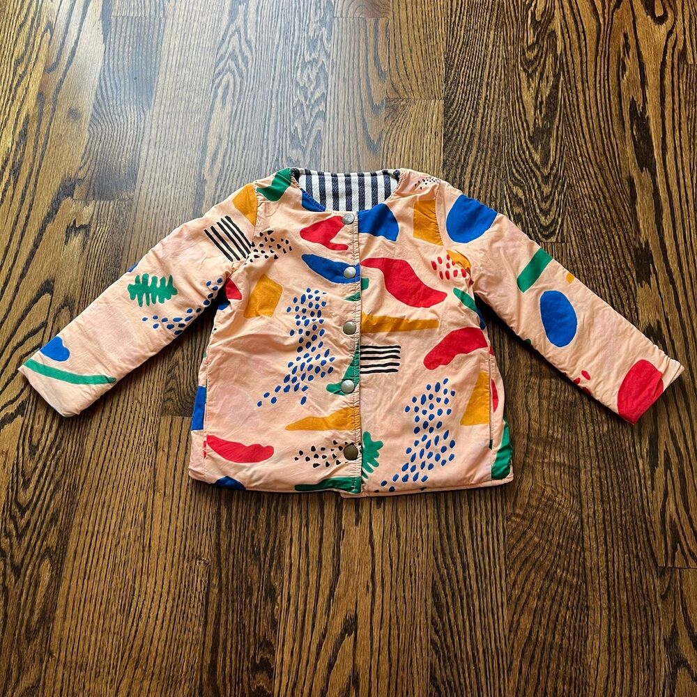 Bobo Choses "Dear World" Striped Reversible Quilted Jacket (4-5Y)